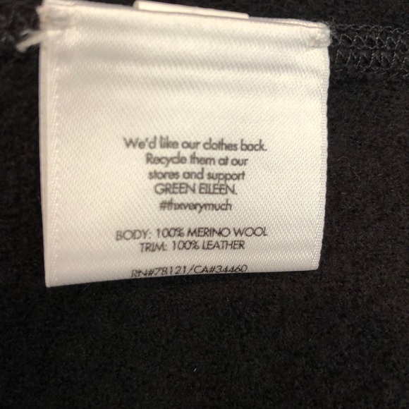 Eileen Fisher asymmetrical zip leather trim jacket - Picture 12 of 13